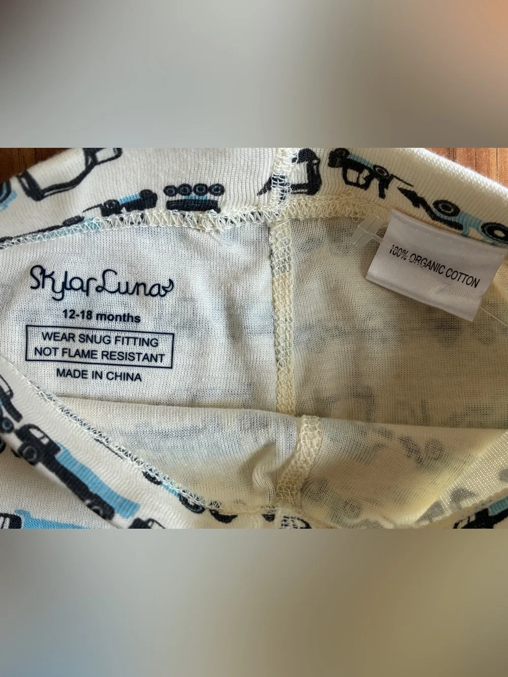Skylar Luna Organic Cotton 2-Piece Pajama Set - Construction Trucks Print 12-18M